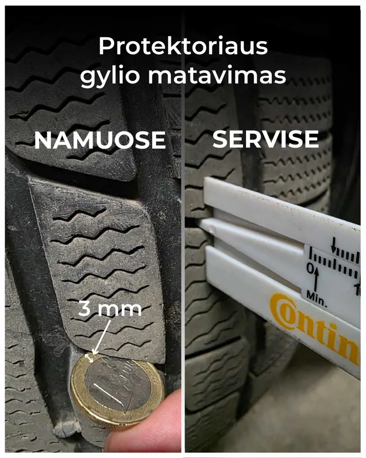 Protektoriaus gylio matavimas namuose ir servise